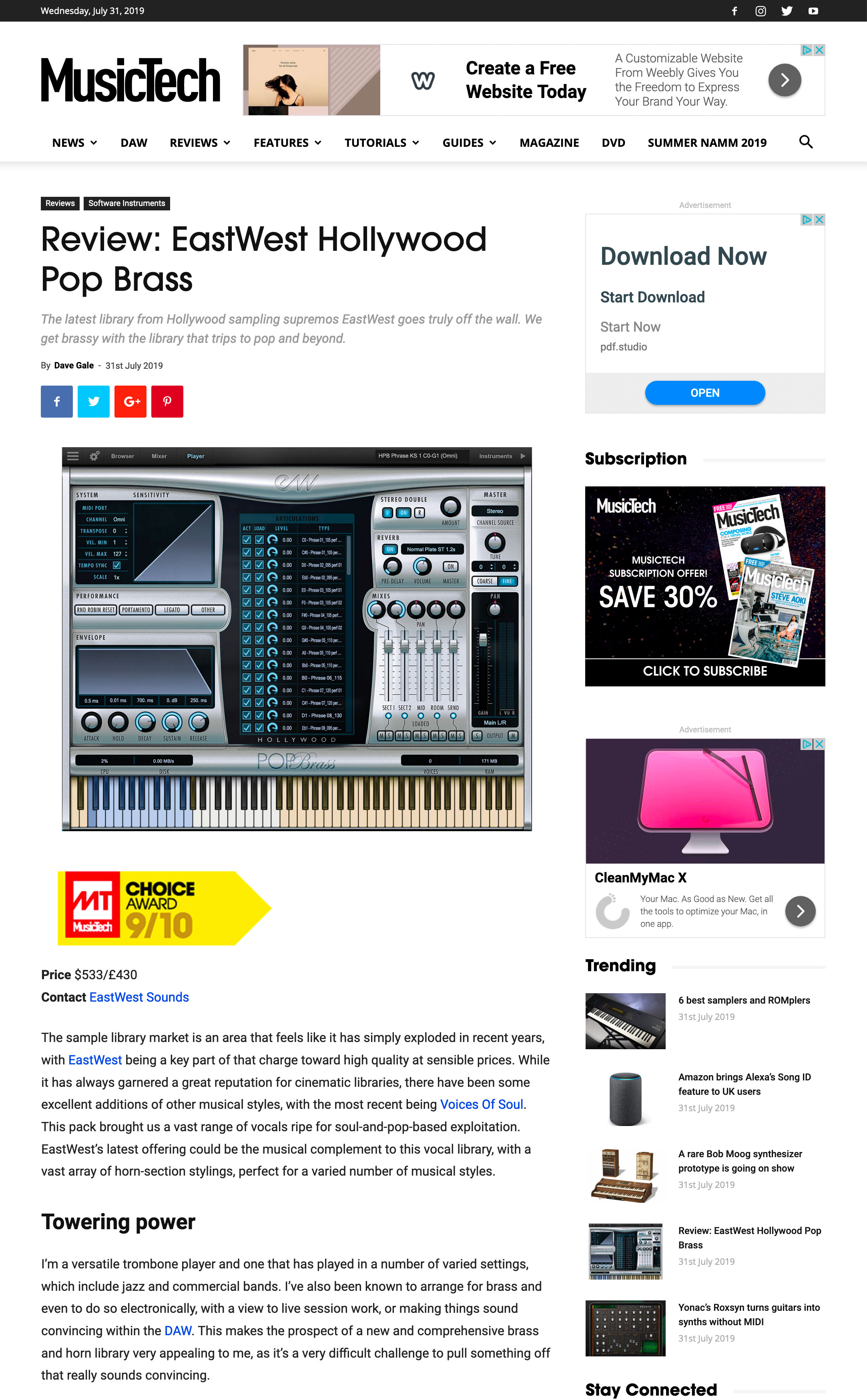 Hollywood Pop Brass - Music Tech Choice Award - Page 1